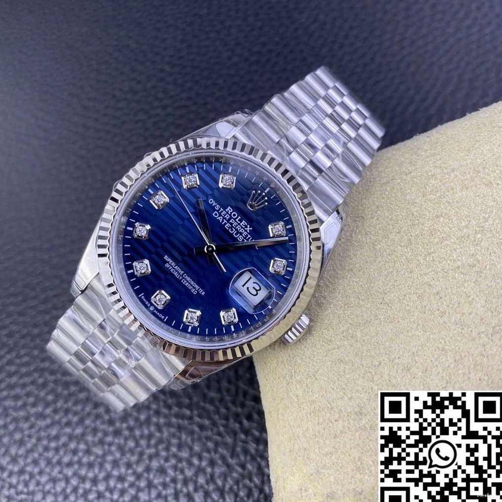 Rolex Hourmarker 36MM Dial Factory Motif Datejust Blue Diamond M126234 Steel Clean Stainless 1213